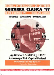 Afiche Festival Internacional de Guitarra '97 La Musiqueria Buenos Aires